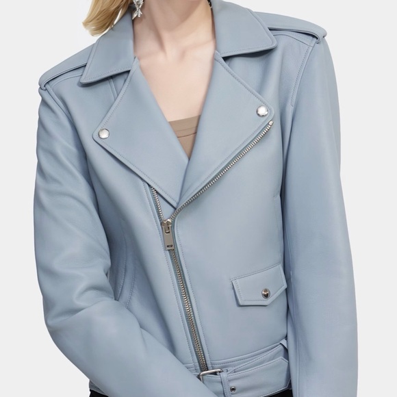 Theory Light Blue Leather Jacket - Picture 9 of 9